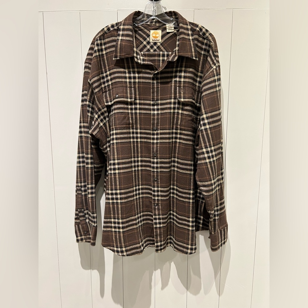 Timberland Brown Plaid Flannel Button-Up Long Sleeve Shirt
Size 2XL